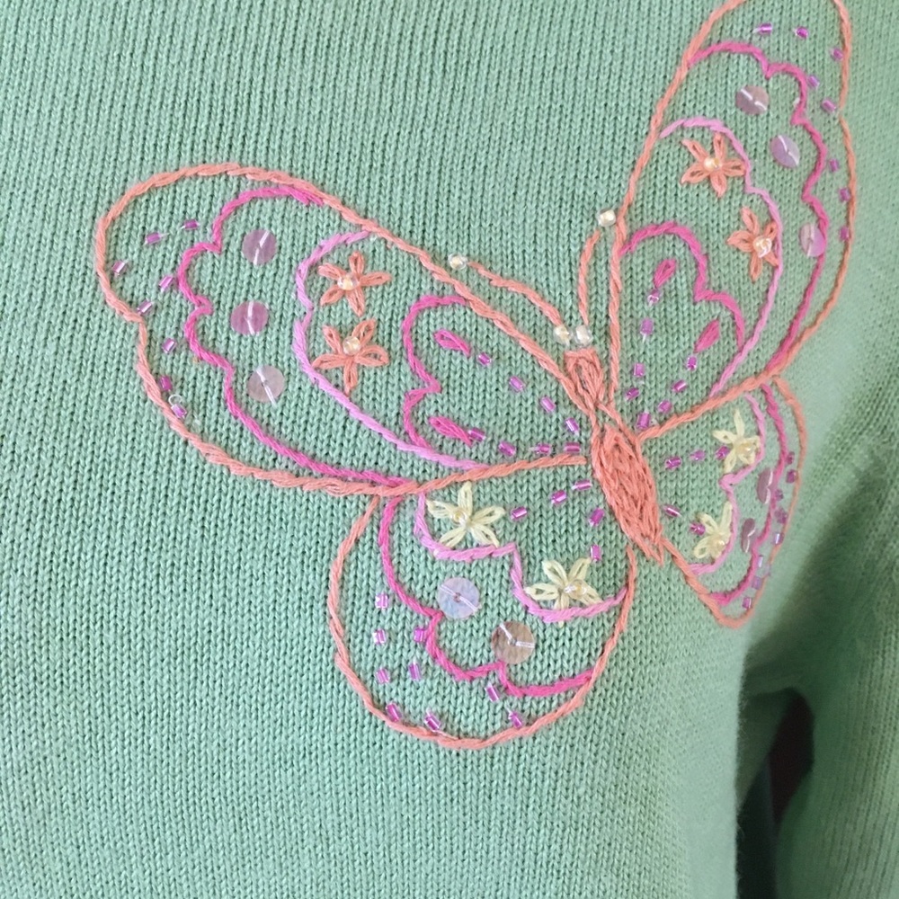 Alfred Dunner Butterfly Flower Sweater Size Small - Picture 7 of 8